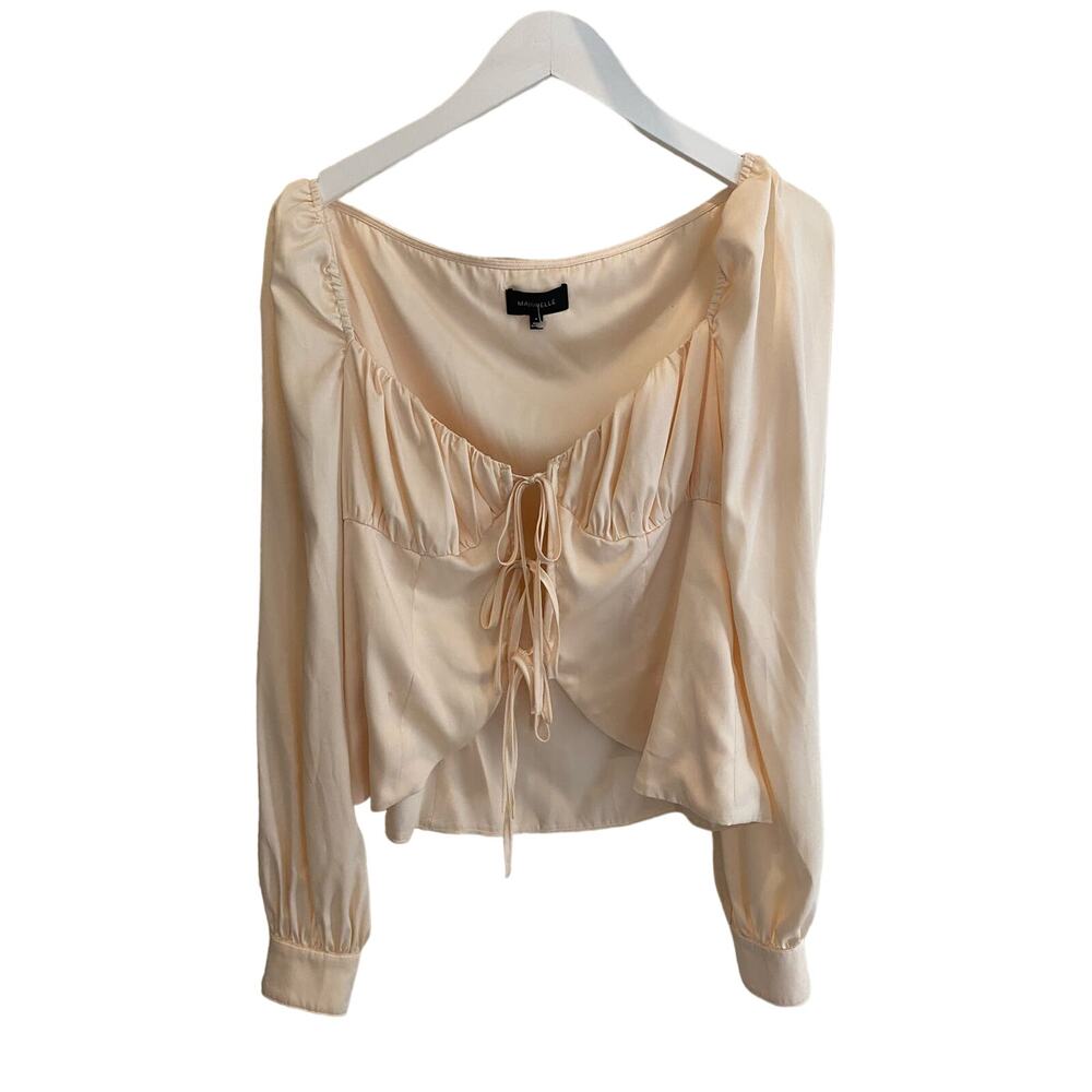 Majorelle satin tie front top